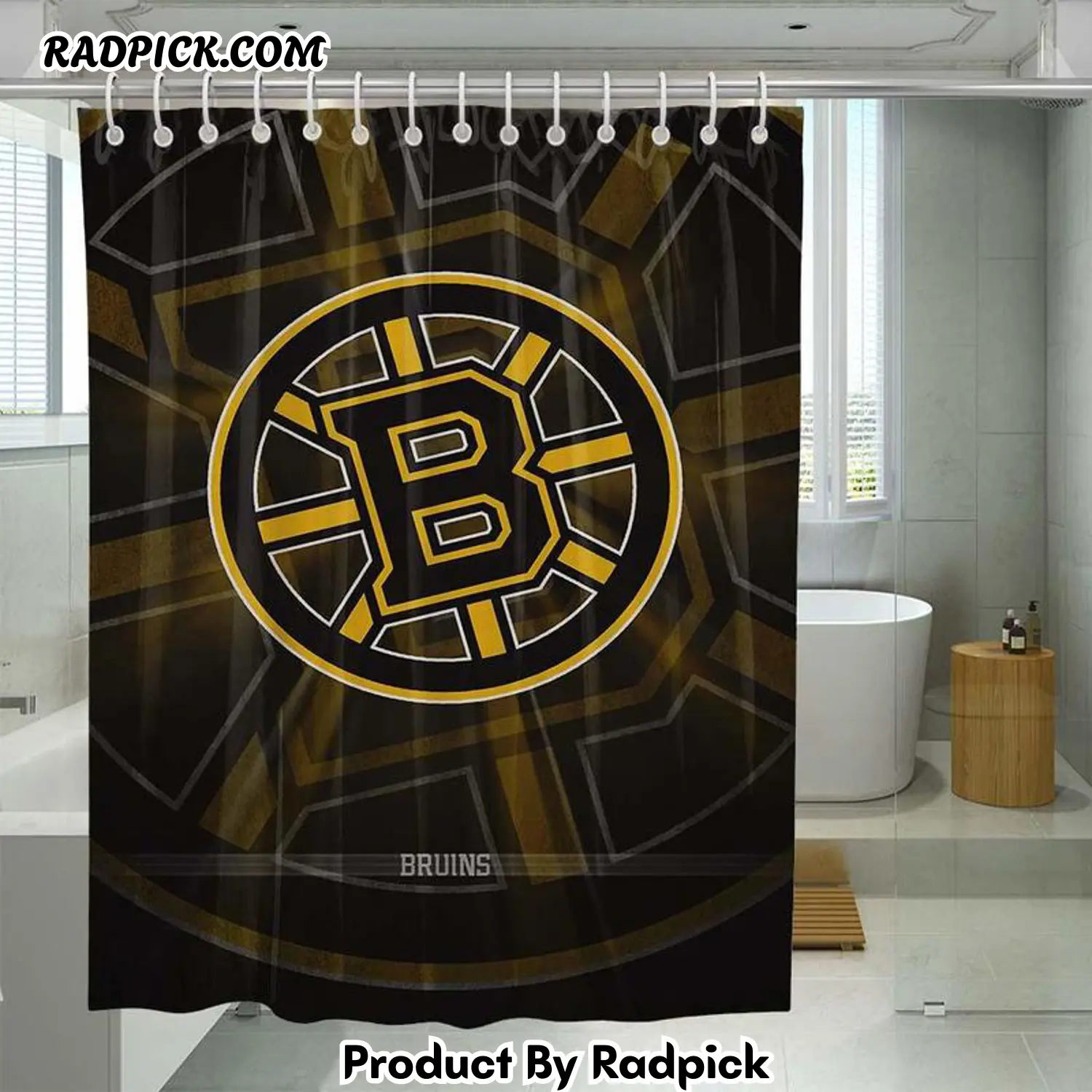 Gold boston bruins logo shower curtain set bathroom set for bathroom decor best gift for friends rp387859